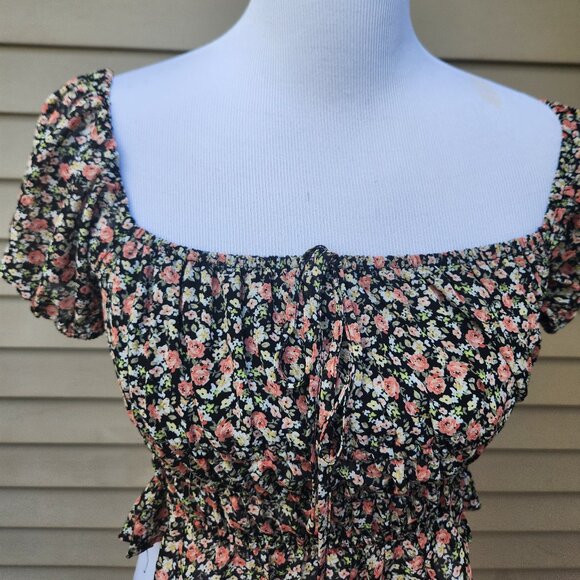 Forever 21 Multicolor Square Neck Crop Top Ditsy Floral Print Blouse - Picture 5 of 12